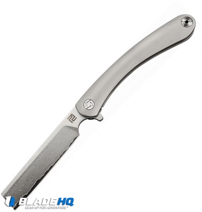Artisan Cutlery Orthodox Frame Lock Knife Gray Ti (3.75" Damascus)